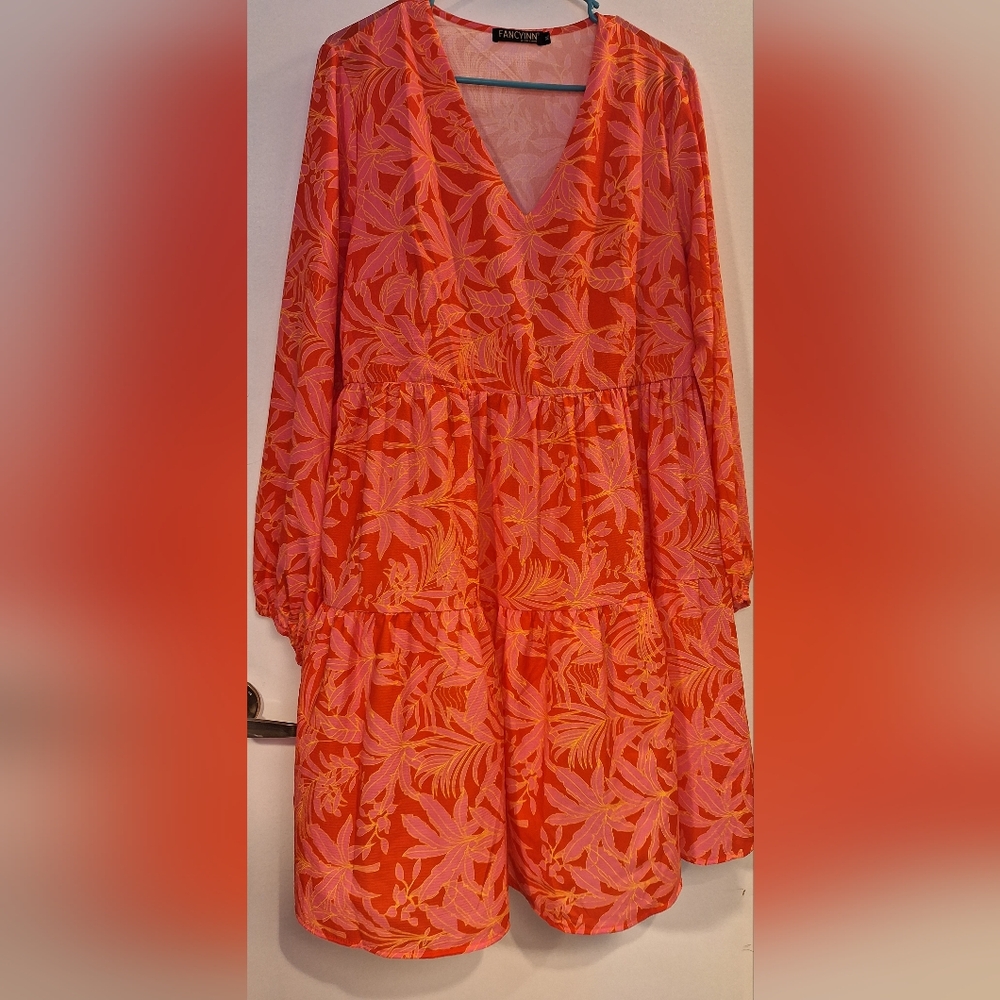 Pink and Orange Babydoll Dress